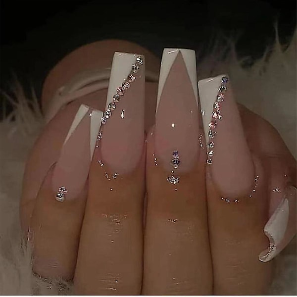 Gradienta Fuchsia Press On Artificiella Naglar - 24 Set, Kort Manikyr för Flickor, Nagelkonst Dekoration