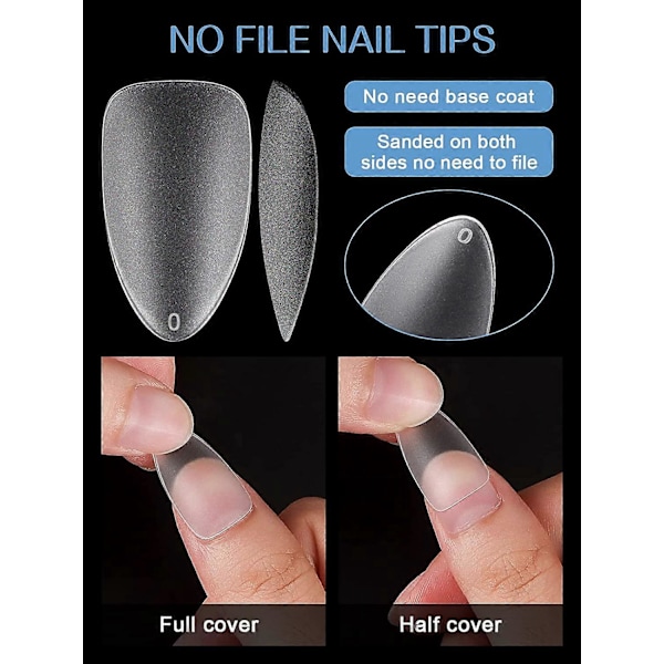 Mjuka Gel Nagelspetsar, 240 st 15 Storlekar Helt Matt Heltäckande Nagelspetsar Förbuffade Korta Spetsar för Gel Naglar Falska Nagelspetsar Lösnaglar för Nagel Förlängning