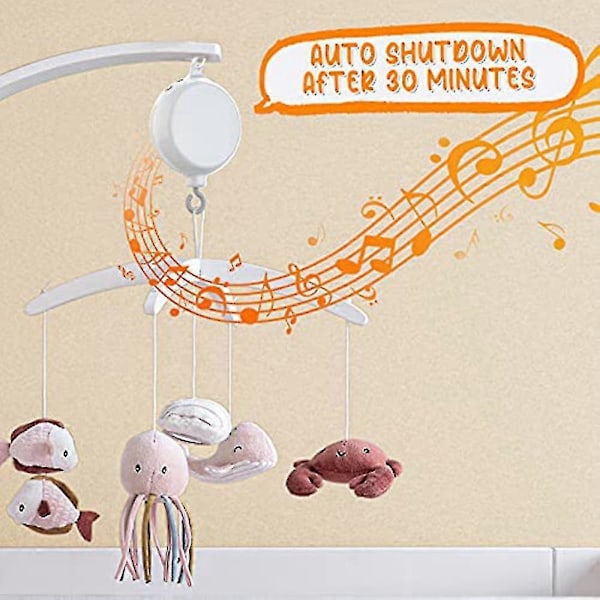Krybbemobil Motor Baby Musikboks Med 3 Tilstande Justerbar Lydstyrke 12 Vuggeviser Slukker Efter 30 Minutter -n4804 ZD A