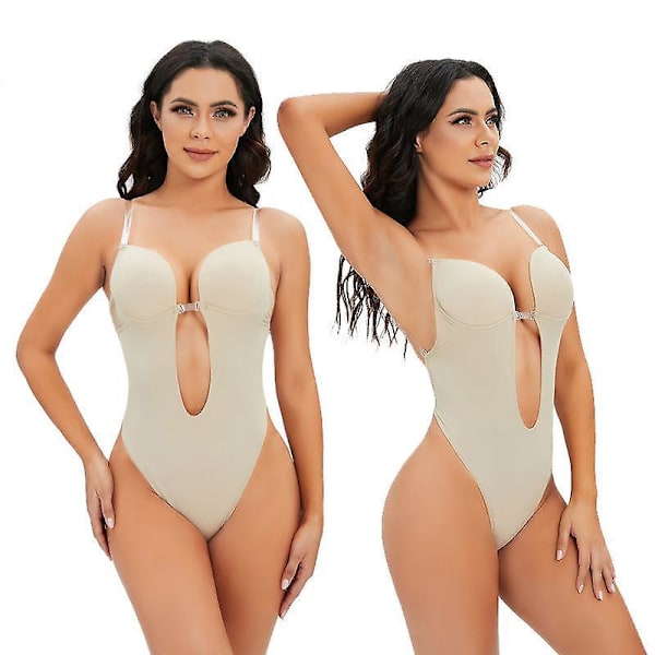 Deep Plunge V-hals Stropløs Rygløs Body Shaper Shapewear til kvinder - størrelse M