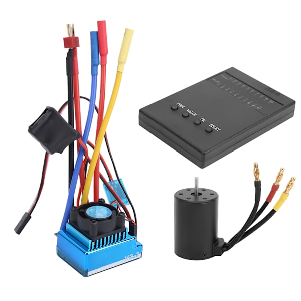 80A børsteløs ESC + 3650 2300KV børsteløs motor + programkort til 1:10 RC bilmodel