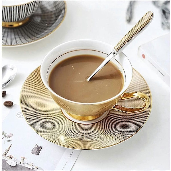 Keramisk Kaffekop, Keramisk Tekop, Moderne Engelsk Stil Kort Eftermiddagste Kaffekop Underkop Sæt Benporcelæn Delikat Gylden Tazas Tasse Cafe