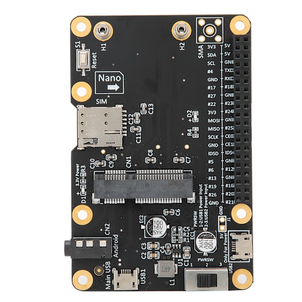 3G/4G LTE-pohjahattu Raspberry Pi 4/3/2/B+ -moduulille, tietokonekortti USB -liitäntään SIM-kortilla