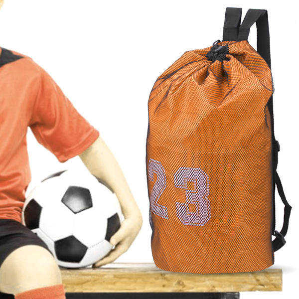 Sport Oxford Tyg Dragsko Väska Fitness Training Ryggsäck för Basket Fotboll Orange