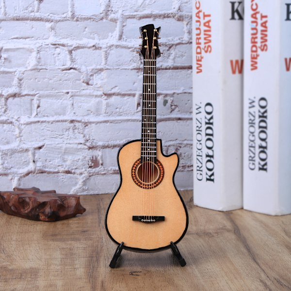 Miniatyr akustisk klassisk gitarmodell Mini tre gitar skrivebordsdekorasjon gaver 20cm