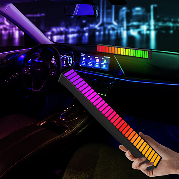 Lydreaktiv LED-lysbjelke RGB Fargerik APP-kontroll Lyd Musikkrytme Dynamisk Striplys for Bilspill PC TV-rom