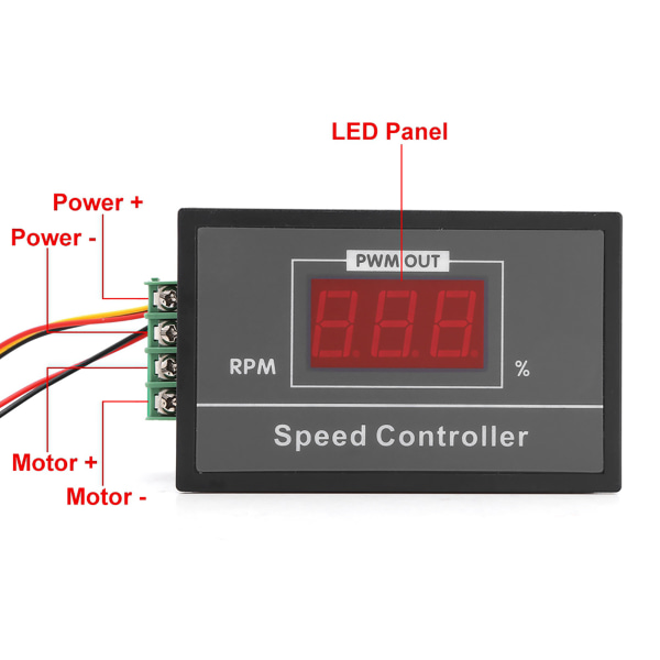 DC 6‑60V 12V 24V 36V 48V 30A PWM DC-motorvarvtalsregulator start-stopp-omkopplare - 1 st