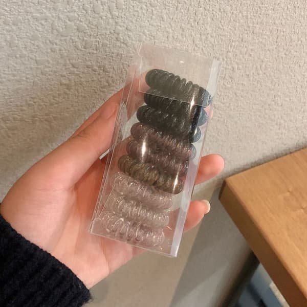 Elastiske Hårelastikker Formet Som Telefonsnor Komfortabel Spiral Hårelastikker til Piger Gradient Sort