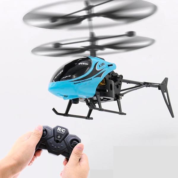 RC Helikopter Fallresistent USB Uppladdningsbar Barn Pojkar Fjärrkontroll Helikopter Leksak för Inomhus Utomhus Blå