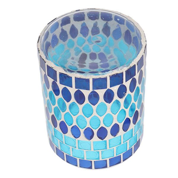 Mosaic Votive ljusstake Handgjord värmeljushållare i glas för heminredning Blå