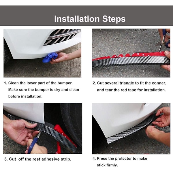 Kolfiber främre stötfångare Spoiler läppskydd - 8,2 fot/2,5 m Universal anti-scratch främre läpp för bil