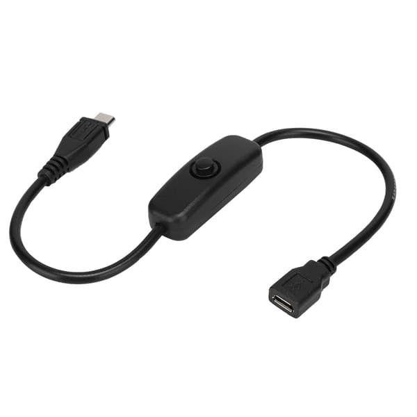 Micro USB -naaras-uros -jatkokaapeli 501-painikekytkimellä Raspberry Pi:lle