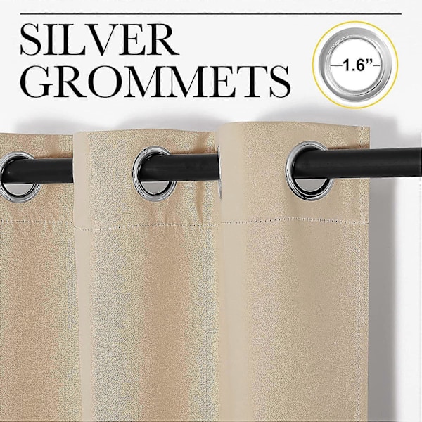 Termisk isolerte gardiner/draperier/paneler med maljer for mørklegging av soverom