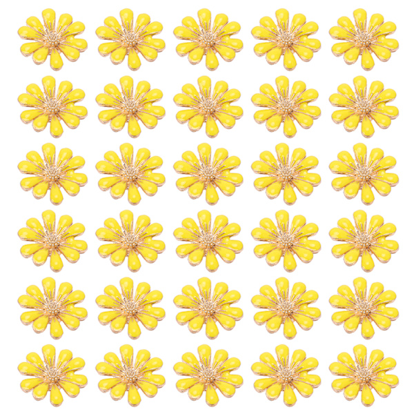 30 st Rhinestone Appliques Solros Fjäril DIY Hårdekoration Legering Tillbehör 1,8 cm/0,7 tum Gul Daisy