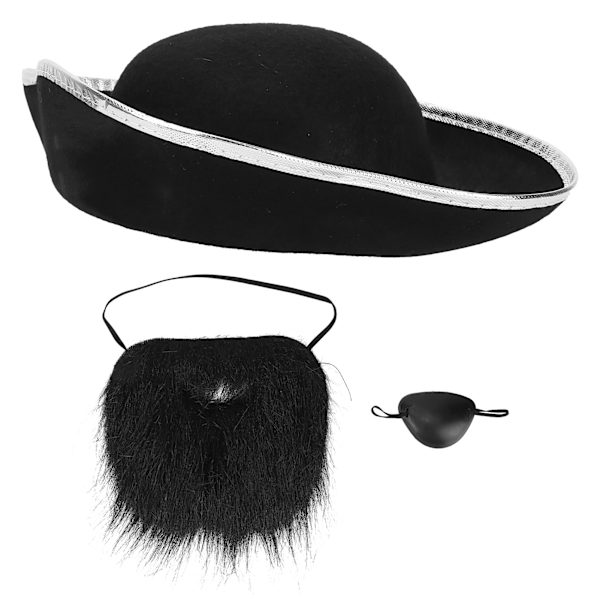 Piratdräkt Hatt Falska Mustascher Ögonlapp Fest Pirat Tillbehör Klänning för Halloween
