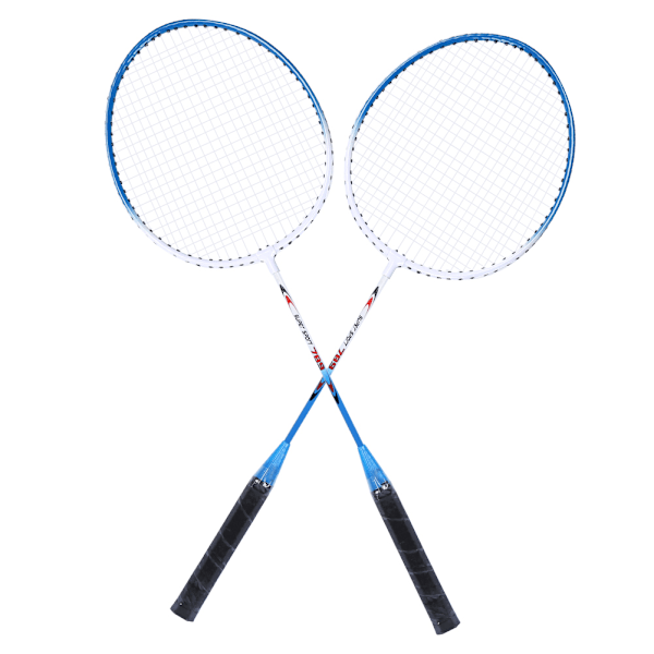 2 st järnlegering badmintonracket primärt träningsövningsutrustning med mjukt handtag blå