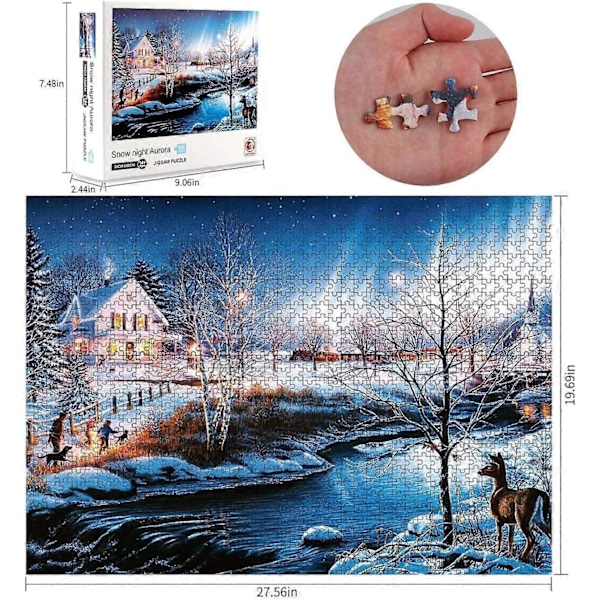 Jul pussel för vuxna 1000 bitar Snö pussel Gåva Golvpussel Intellektuell utmaning