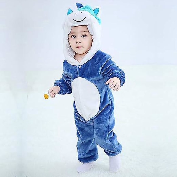 Baby Unicorn Hooded Jumpsuit Mjuk flanell pyjamas för 18-24 månader unisex