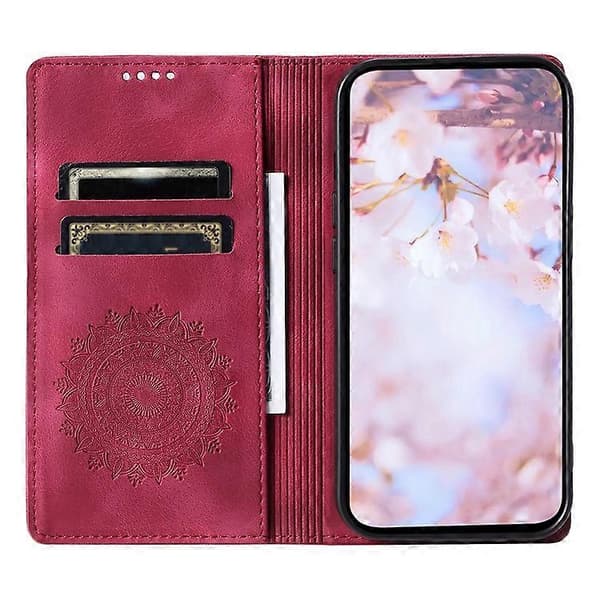Kompatibel med Samsung Galaxy A55 5G Läderfodral Mandala Blomma Plånboksfodral Pink