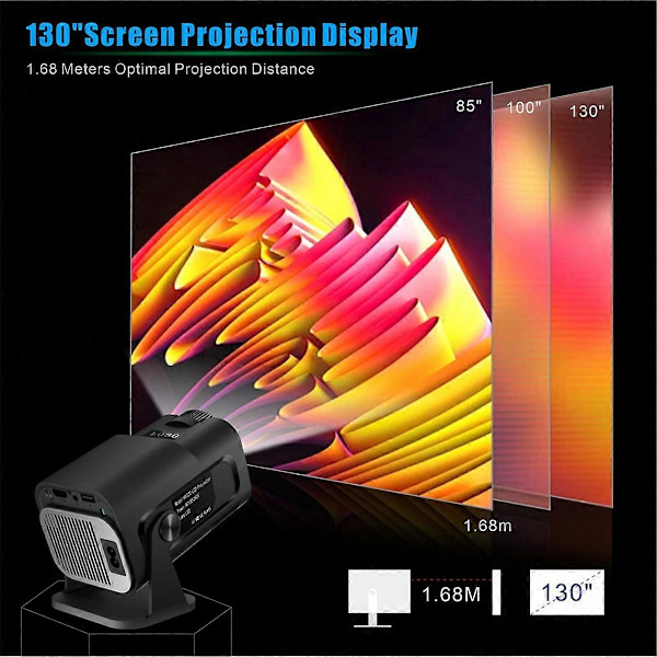 HY320 Mini Native 720P Android 11 Projektor 200ANSI Wifi6, EU-plugg