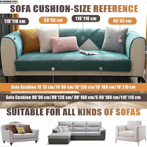Premium Velur Sofatrekk, Sklisikre Sofatrekk, Utførlige og Utsøkte Sofatrekk, Sofaputetrekk for Soverom, Hotell og Kontor 70*210cm)