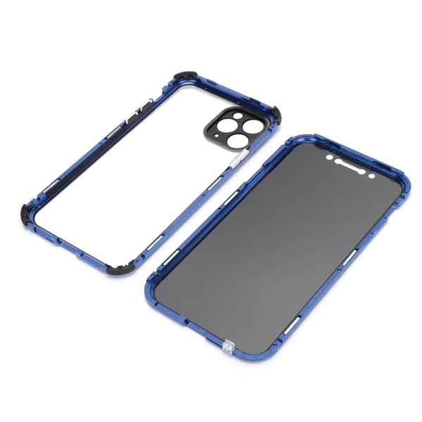 Anti-Peep Magnetisk Adsorption Telefoncover Front og Bagside Glas Telefoncover til iPhone 11ProBlå