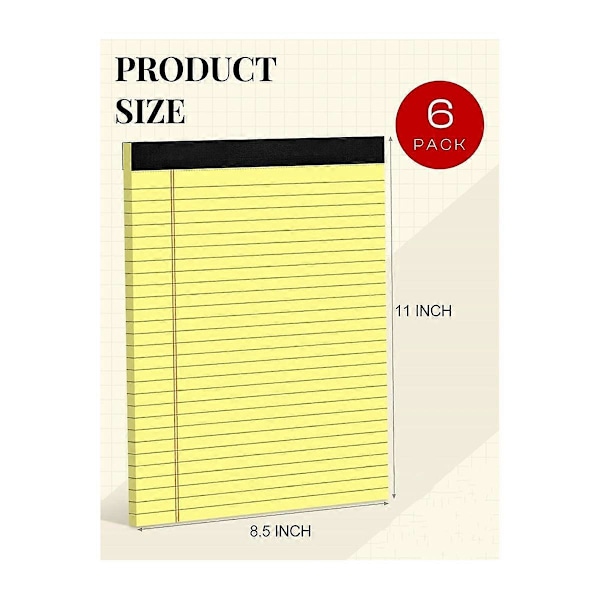 6 stk. notesblokke 21,6 x 29,8 cm smalle linjerede skriveblokke