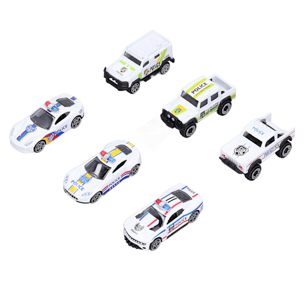 6 kpl poliisiautoleluja 1:64 mittakaavassa Premium-seos Kestävä Pieni kannettava Hieno muotoilu Elävät värit Die-cast-autot
