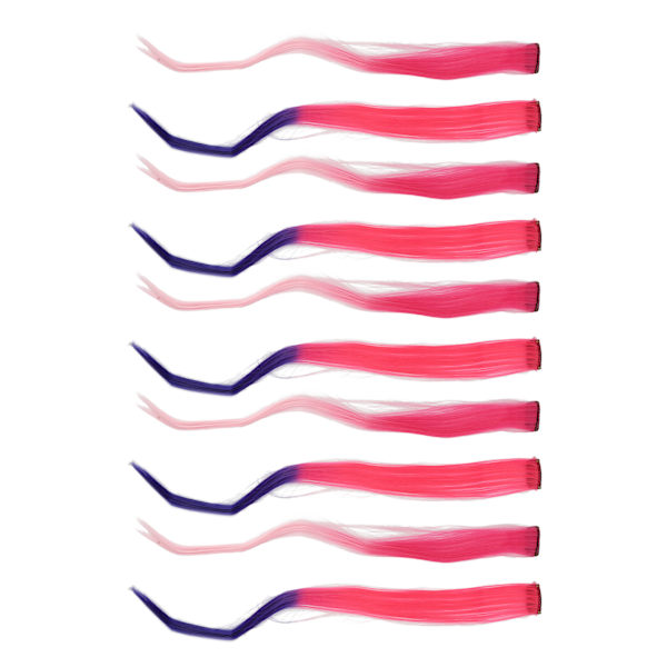 10 stk fargede klips i hårstykke gradient lang rett syntetisk hårforlengelse hårstykke for Halloween-fest