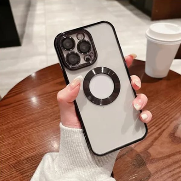Puhelimen suojakotelo Muodikkaasti sähköpinnoitettu Magneettinen imu Täysin peitetty Iskunkestävä Puhelimen suojakotelo IPhonelle Musta IPhone13Prolle