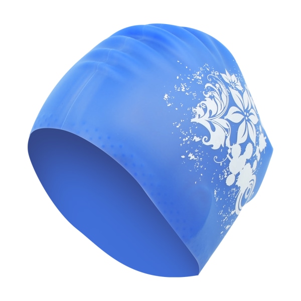 Unisex badehætte langt hår silikone badehætte med moderigtigt print (blå)