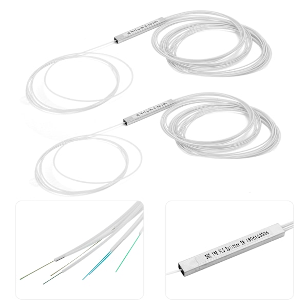 2 stk PLC-splitter, bar fiber uten kontakt, enkeltmodus, strømstyring, datamaskintilbehør (1 x 8)