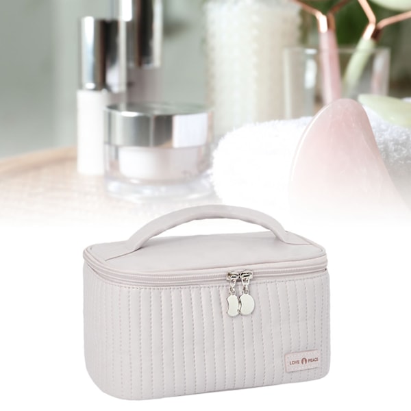 PU Open Lid Cake Shape Make Up Taske Kosmetisk Opbevaringspose Blød Farve Bærbar Makeup Taske Lyselilla