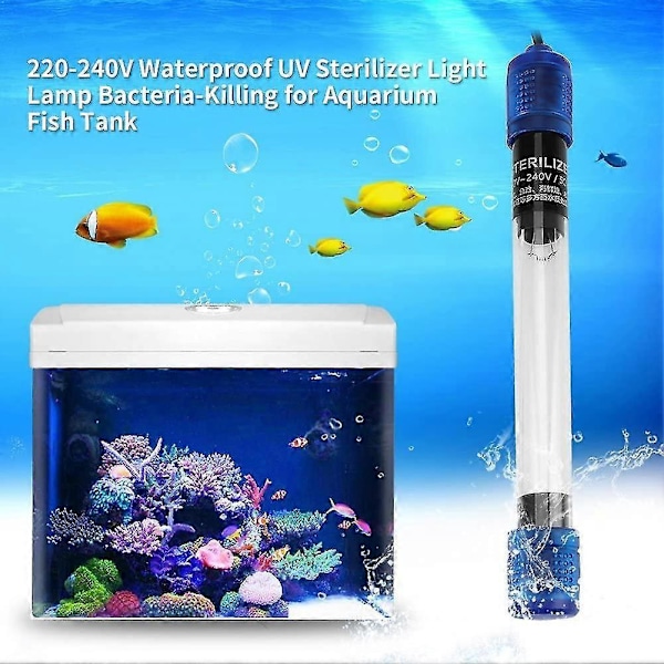 220-240v Vandtæt UV Lampe Akvarium LED Lys Sterilisationslampe Alger Grøn Bakteriedræbende UV Lampe Vand Sterilisation Akvarium Sterilisation EU P