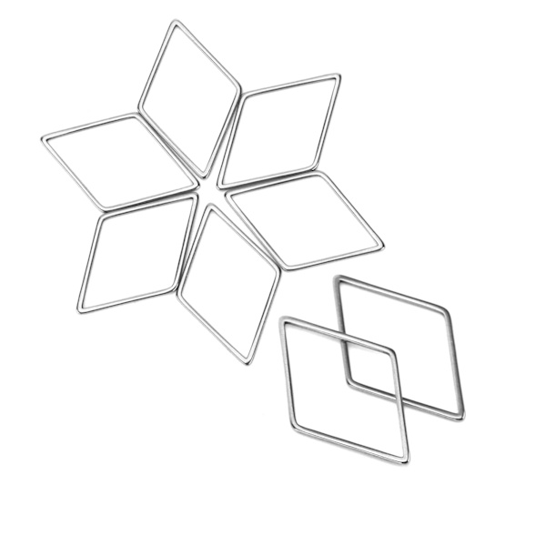 30 st örhängen-kontakter DIY geometriska rombformade ihåliga rostfria hängetillbehör för prydnader hantverk