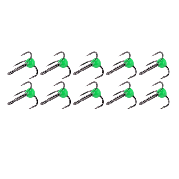10 st/set fiskekrok trippelkrok i kolstål, korrosionsbeständig fiskedrag, färgad borrkrok, grön