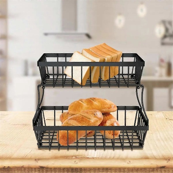 2-kerroksinen hedelmäkori metallinen hedelmäkulho leipäkorit