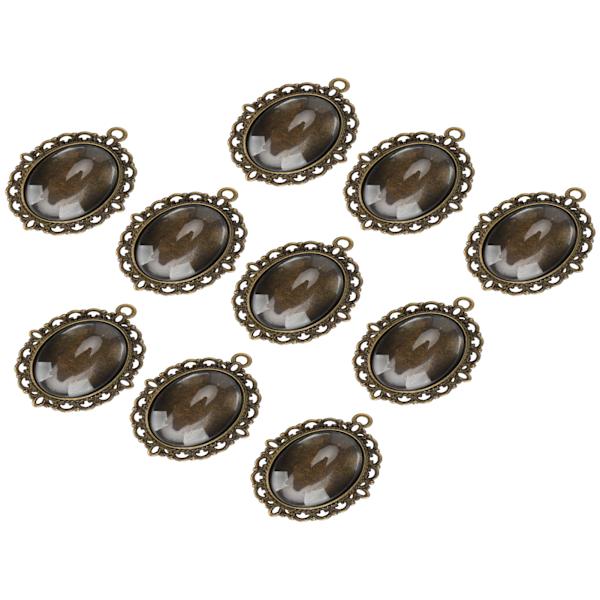 10 set glasplåsterhänge ovala brickor glascabochon klara kupolplattor DIY smyckesmaterial