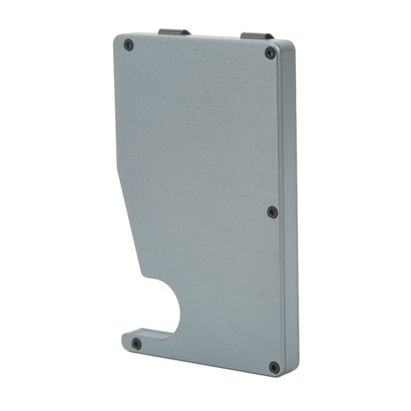 Korthållare i aluminiumlegering, antimagnetisk, stöldskyddad, automatisk utmatning, kreditkortsfodral, grå