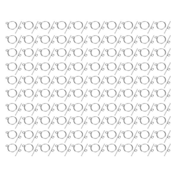 100 set med växelslås i legering 2 mm OT-spänne DIY-smyckestillverkningstillbehör för halsband armbandSilver