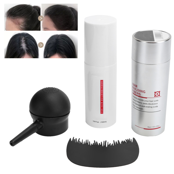 IMMETEE Hair Building Growth Fiber Kit Unisex hårfortykker tettere med kam for Balding Red Brown