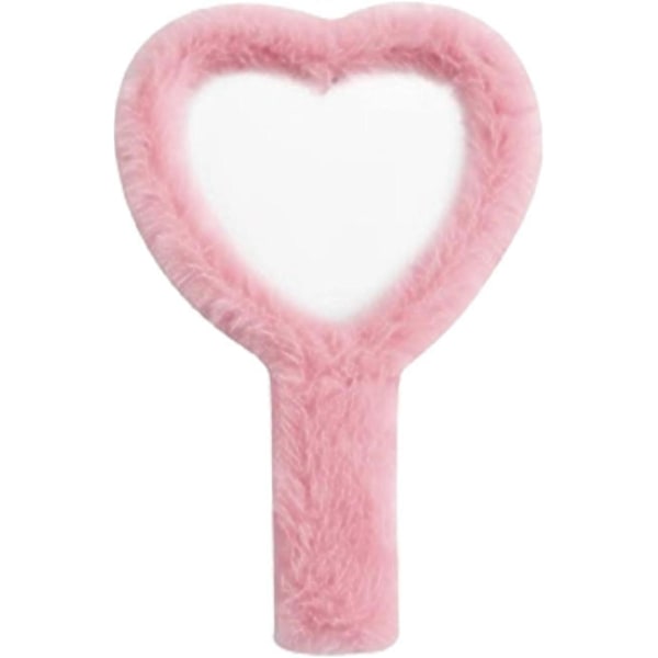Lite Håndspeil, Søtt Hjerteformet Sminkespeil med Håndtak, Flerbruks Hjemmespeil, rosa