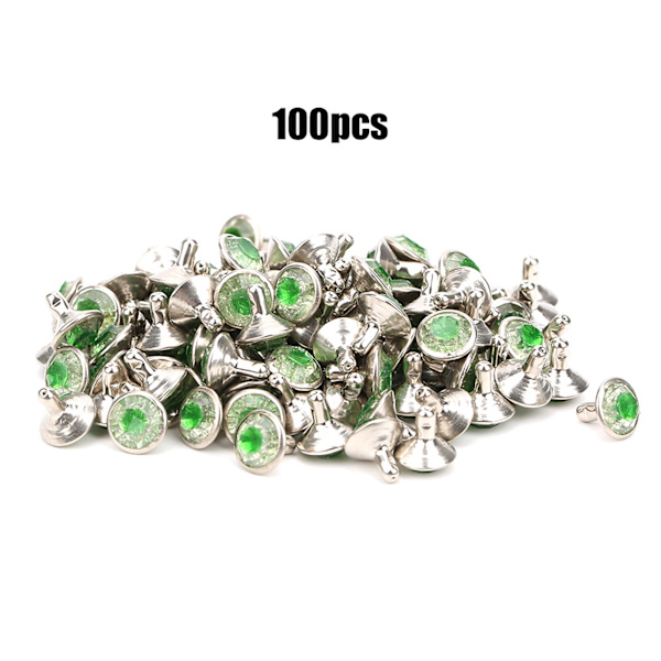 100 st kristallrhinestone rördiamantnit för bagage / skor / hattar / klädtillbehör 9 mm grönt hjärta vit diamant