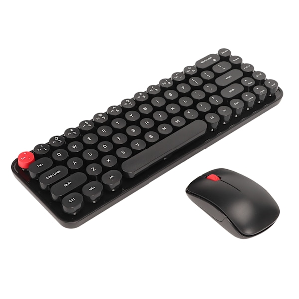 Skrivemaskine tastatur og mus Combo 68 taster 2,4 GHz stabil transmission Batteridrevet Retro skrivemaskine tastatur til Windows Sort