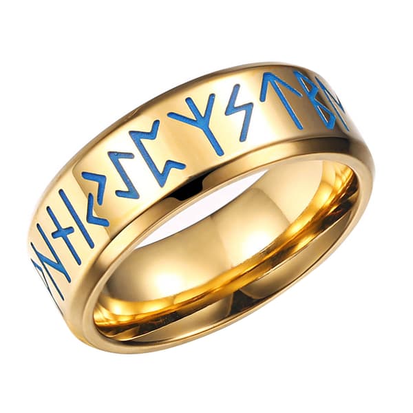 Mænd Titanium Stål Ring Graveret Guld Lysende Moderigtig Blank 18,2 mm Indvendig Diameter Ring
