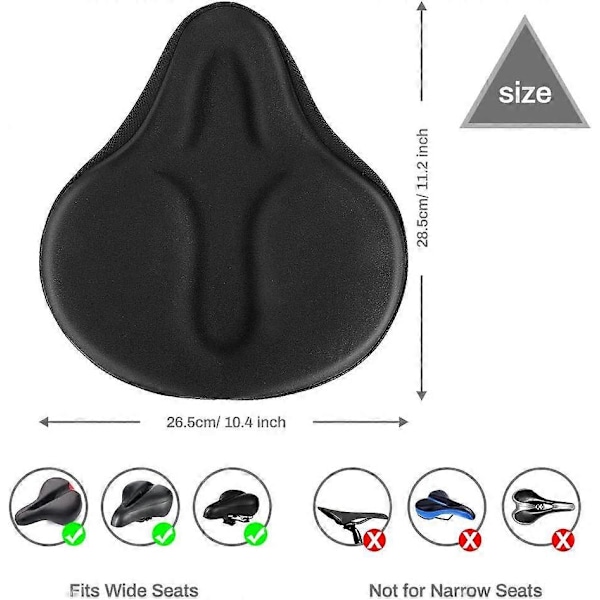 Bred Gel Cykelsadelöverdrag med Halkfritt Memory Foam Hål för Män och Kvinnor