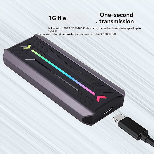 Dual Protocol SSD NVME M2 Harddisk Kabinett RGB Aluminium