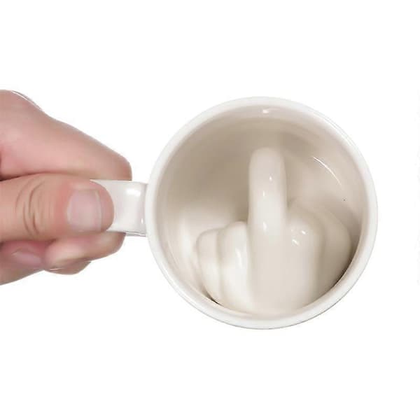 Creative Design White Middle Finger Mug Novelty Style Mix Coffee Milk Cup Funny Ceramic Mug 300ml Sufficient Capacity Water Cup white
