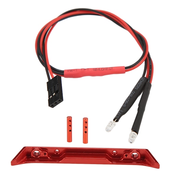 Alumiiniseoksesta valmistettu takapuskuri LED-valolla RC-auton päivitysosat Axial SCX24 AXI00001 1/24 kauko-ohjattavaan autoon, punainen