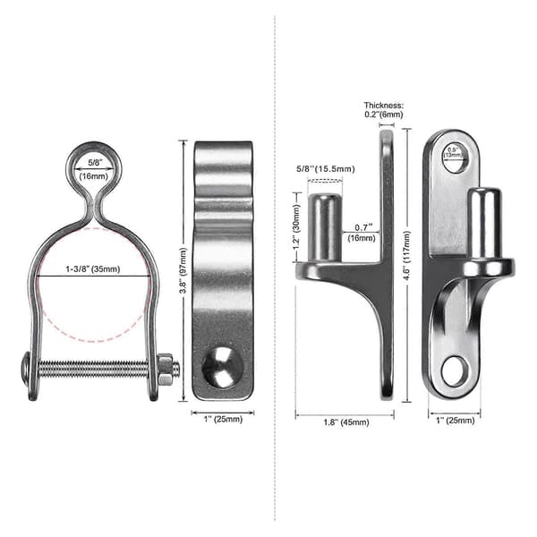 4-pack Wall Mounted Gate Hinge 1-3/8 Inch Farm Gate Hinge, 304 Stainless Steel Tube Gate Hinge, Fence Hinge Silver